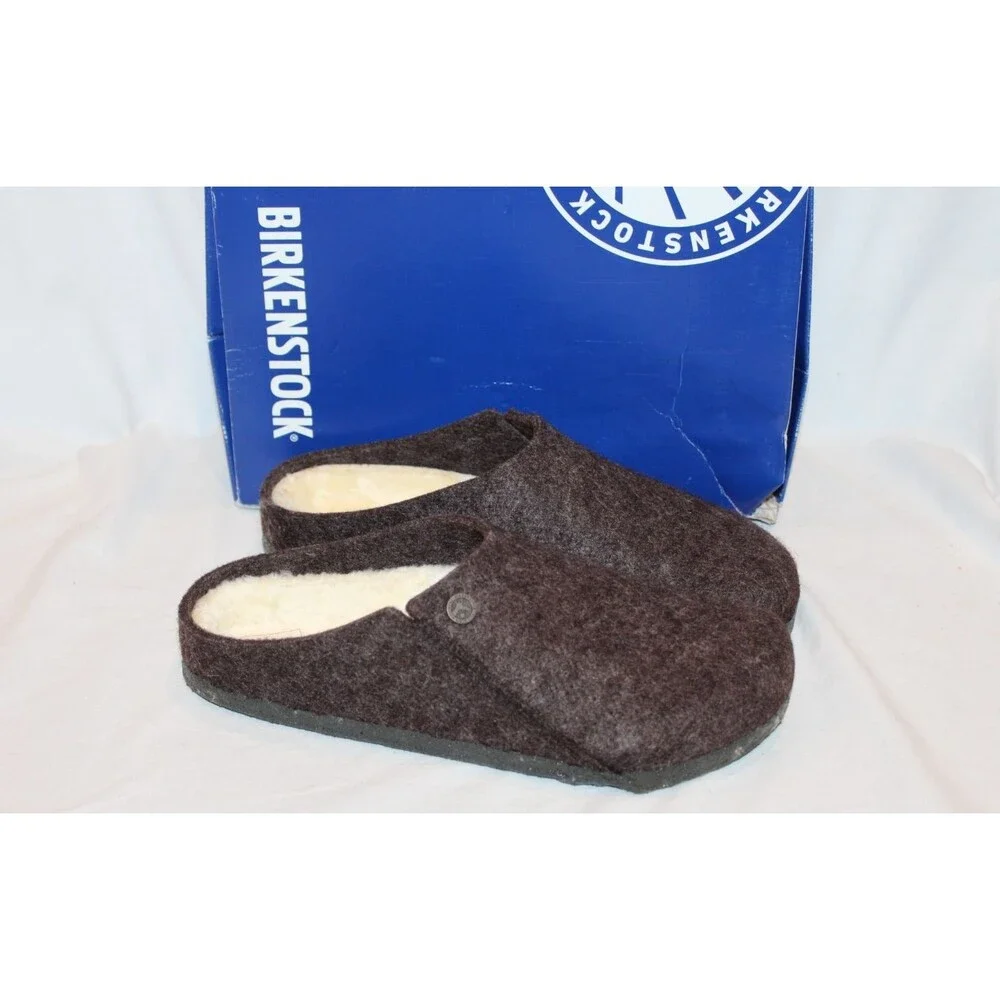 BIRKENSTOCK Men's Zermatt Shearling Mocha Brown Wool Felt Clogs EU 42 REGULAR
